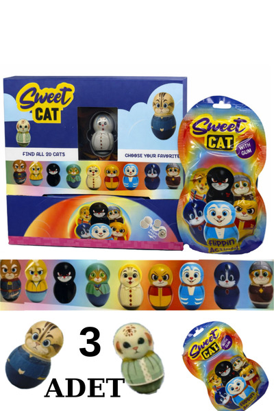 Pofika Sweet Cat Flippin Action Hacıyatmaz Figürlü Oyuncaklı Şekerleme 3 Adet
