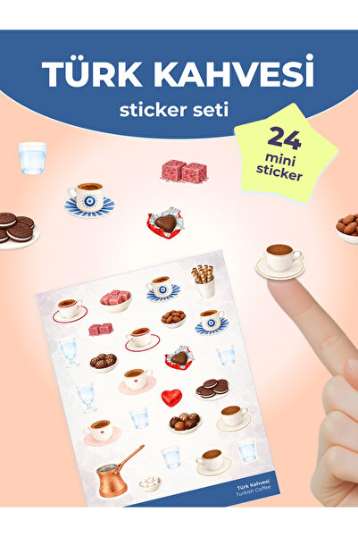 Planner & Journal Sticker – Türk Kahvesi Temalı Mini Ajanda Sticker Seti 1 sayfa (9x12 cm)