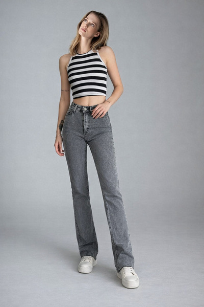 XRAY JEANS Pantaloni de damă evazat Classic Smoked Denim