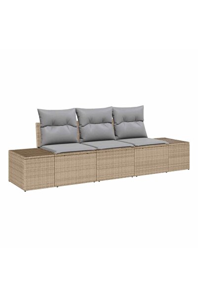 vidaxl Set de canapea cu pernă 3 pcs Bej poliratan