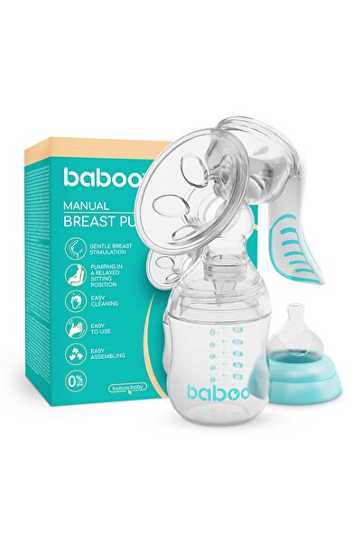 Baboo مضخة ثدي يدوية - مضخة ثدي سيليكون بمقبض مانع للانزلاق - شفط بأربعة مستويات
