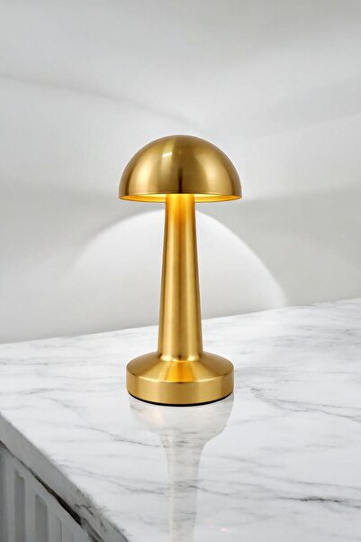 Bereketli Store Kablosuz Mantar LED Masa Lambası | 3 Işık Modlu Dekoratif Gec...