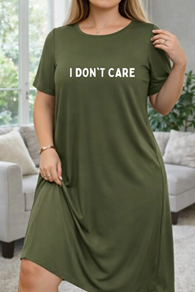 HOFFNUNG Unisex Short Sleeve Round Neck I Dont Care Solid Color Long Tshirt