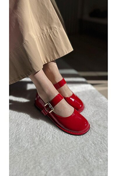 BABLACK Rugan Şıklığı Yumuşak Özel Seri %100 Hakiki Deri Ayakkabı Kırmızı