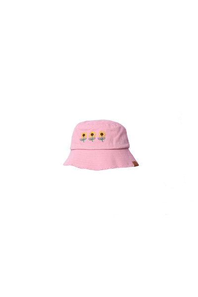 Soocap pembe çiçek nakışlı bucket şapka