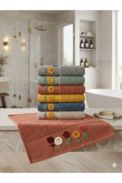 Vannes Home Punch Embroidery Detailed 2-Piece Hand and Face Towel Set Soft-Te...