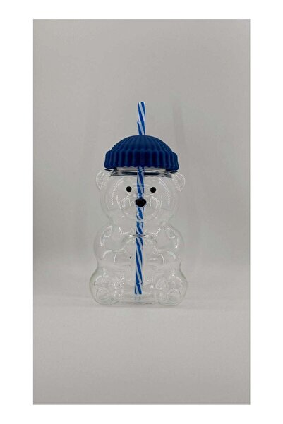 D4 DENIM Bear Shaped Borosilicate Glass Mugs with Silicon Lid and PP Straw