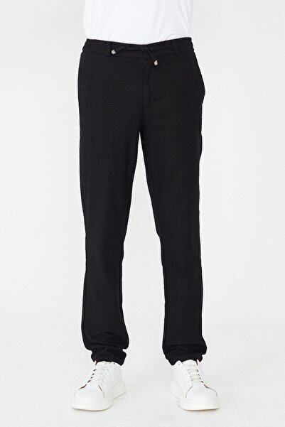 White Stone بنطلون أسود مريح برباط بنطال جوغر