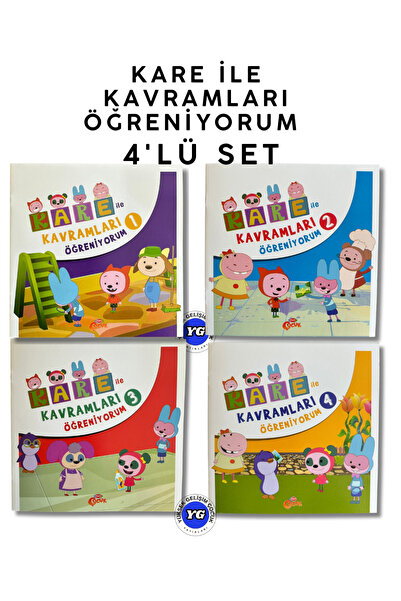 Burhan Yayınları Kare ile Kavramları Öğreniyorum 4’lü Set