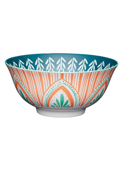 MIKASA Kitchencraft Kcbowl29 Glazed Ceramic Bowl Mixed Ethnic Leaf Patterned