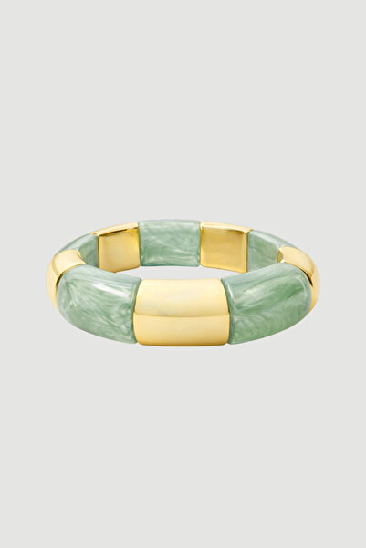 Gusto Gold Detailed Beaded Elastic Bracelet - Blue