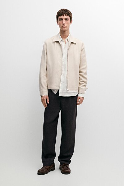 Massimo Dutti Baştan aşağı stil %100 keten bomber ceket