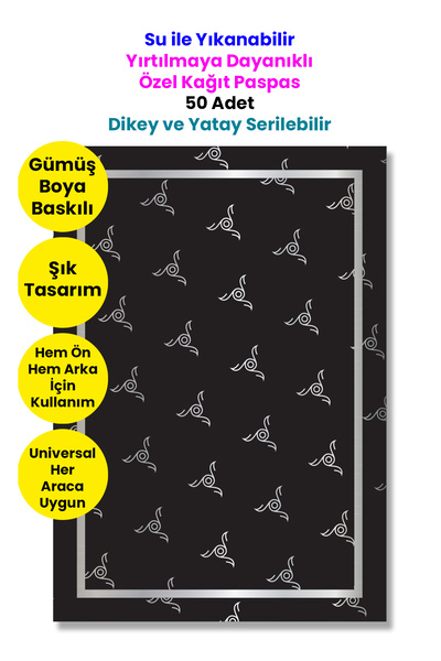 BALKAN AMBALAJ Suya Dayanıklı Yıkanır Kağıt Çark Desenli Oto Paspas Kağıdı Si...