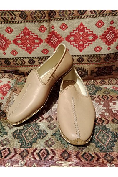 Mekapçı İhsan Beige Unisex Yemeni Genuine Leather Hand-Sewn Stiletto Heel Sin...