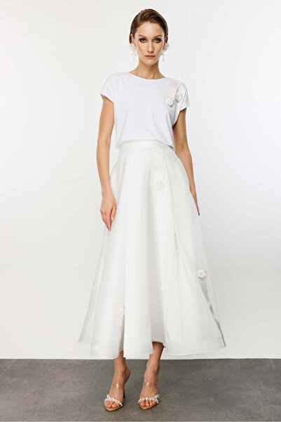 Nefeli Grogen Çiçekli Bluz BEYAZ