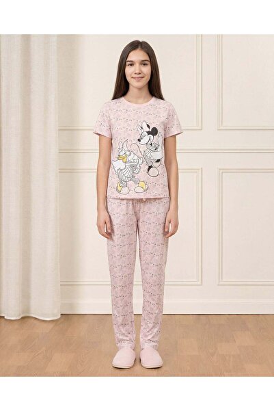 REDTAG طقم بيجاما للبنات الصغيرات بنقشة زهور ميكي ماوس باللون الوردي