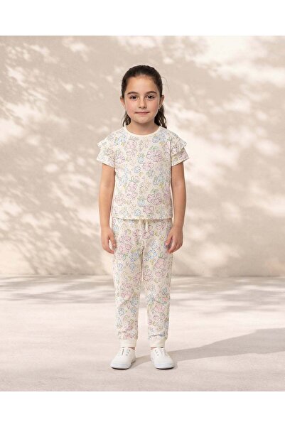 REDTAG Girls White Ballet Allover Print Pyjama Set