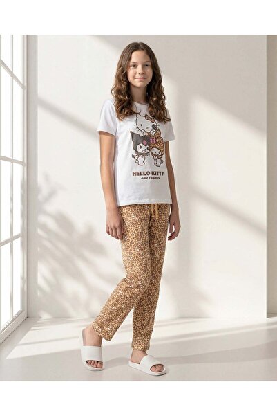 REDTAG Girls White Hello Kitty Printed Pajama Set