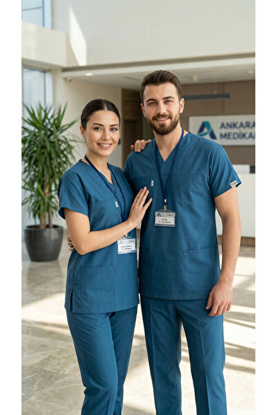 temex PETROL MAVİSİ MEDİKAL ÜNİFORMA TEK ÜST HEMŞİRE DOKTOR FORMASI UNİSEX SC...