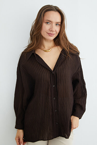 Fulla Moda Ριγέ Πουκάμισο Ζακάρ Casual