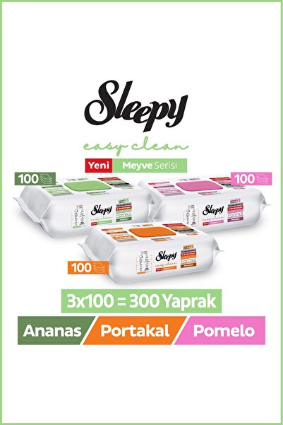 Sleepy Meyve Serisi Yüzey Temizlik Havlusu Mendili Portakal+Ananas+Pomelo 3x1...