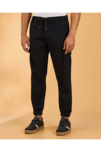 REDTAG Men Black Cargo Joggers