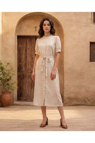 REDTAG فستان نسائي مطبوع من الساتان بتصميم مريح