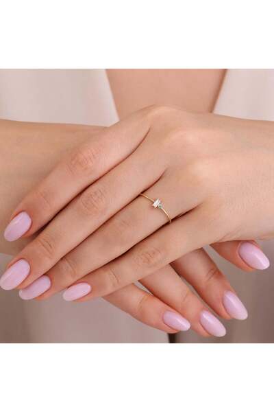 Almod Jewellery ÇİFT BAGET TAŞLI ALTIN YÜZÜK