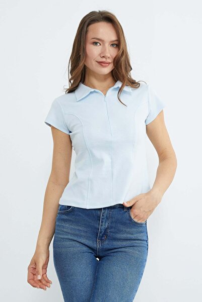 Fulla Moda Osnovni Polo majica sa polupatentnim zatvaračem Slim fit