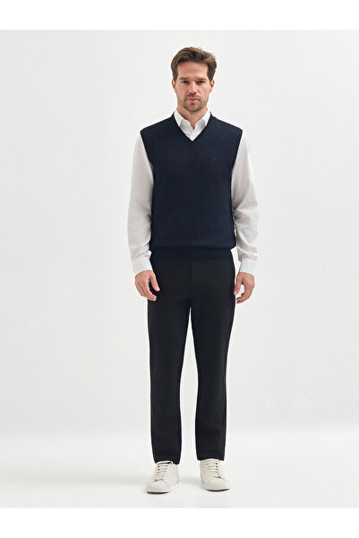 Karaca Lacivert Yün Karışımlı V Yaka Triko Süveter