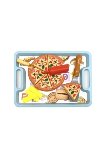 Noname Platou cu pizza si accesorii de jucarie, 15 elemente.
