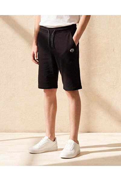 REDTAG Senior Boys Black Embellished Active Shorts