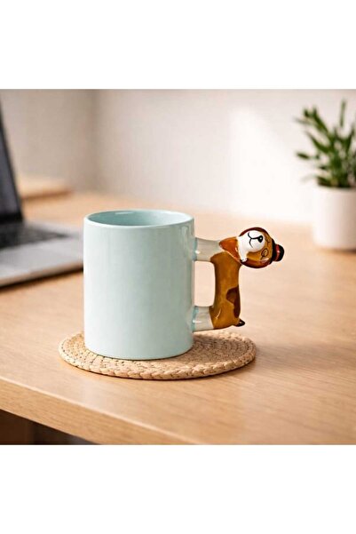 Evidea Kitchen Doggo Desenli Seramik Kupa - Mavi - 450 ml
