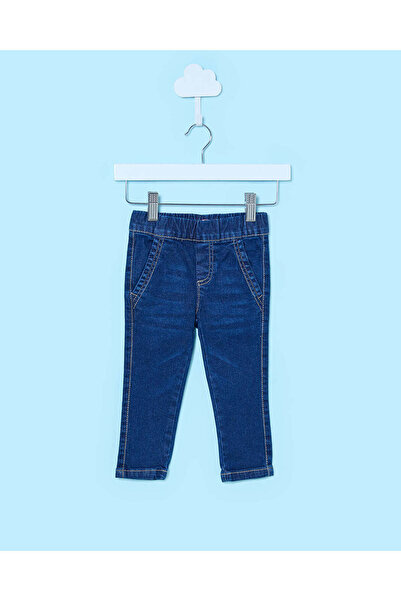 REDTAG Infant Girls Blue Plain Jeans