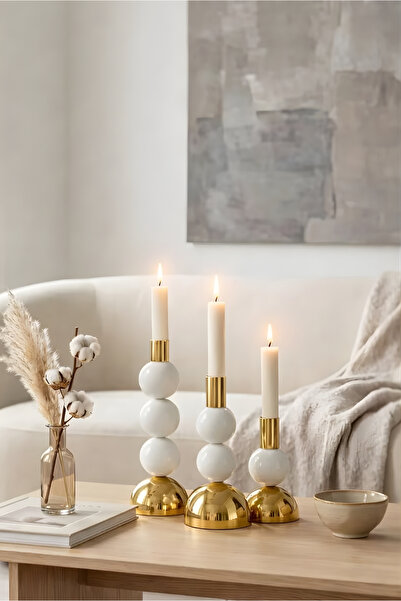 HOMİNG Belora Gold Şamdan Mumluk Seti 242603