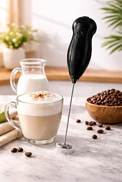 Akormia Pilli Süt Köpürtücü Kahve Mikseri – Latte Cappuccino Köpük Yapıcı Min...