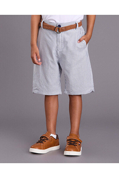 REDTAG Boys Black Braided Belt Bermuda Shorts