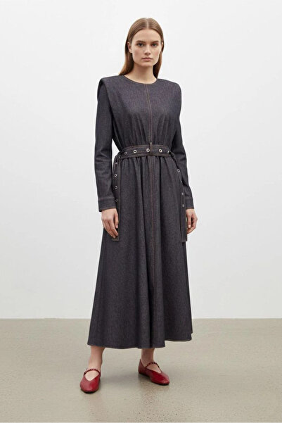 Loreen Zımba Belt Li Denim Dress-Blue Blue