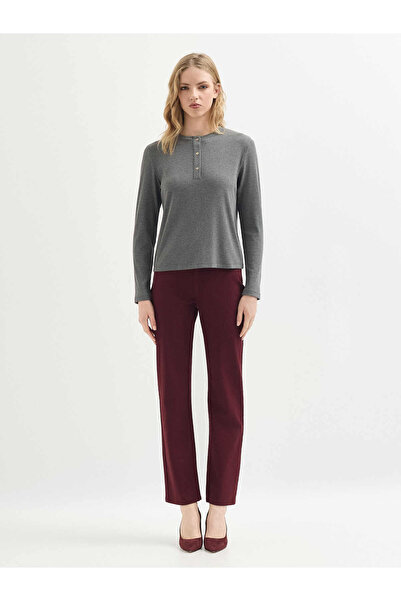 Karaca Gri Fitilli Düğmeli Tişört