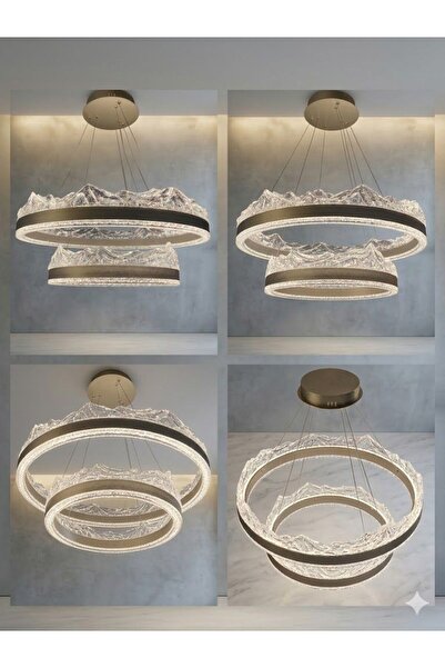 IŞIK ledli sarkıt avize 3 renk 2 katlı halka model