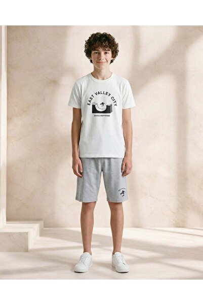 REDTAG Senior Boys White East Valley City Pajama Set