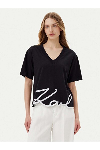 Karl Lagerfeld TRICOU NEGRU SIGNATURE HEM