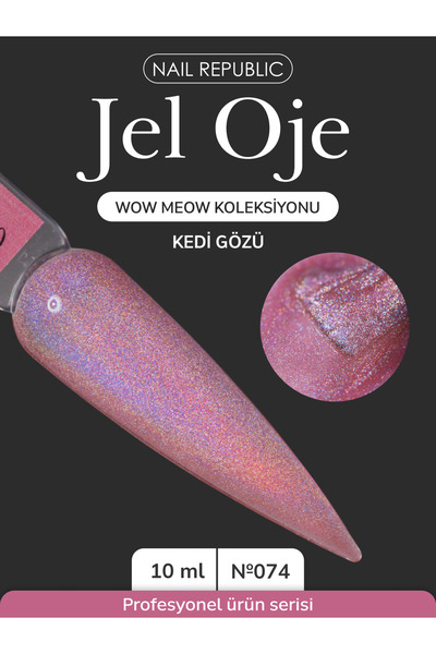 Nail Republic Kalıcı Oje WOW MEOW Kedi Gözü №074 (10 ml) – Gümüş Holografik M...