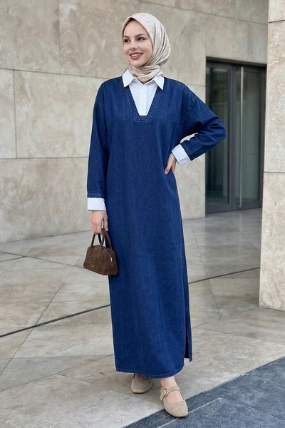 InStyle Πουκάμισο συνδυασμός υφασμάτων Μπλε τζιν φόρεμα