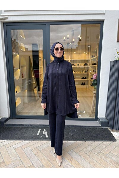 MissWhence 39019 Kendiliğinden Patterned Women's Suit Navy Blue