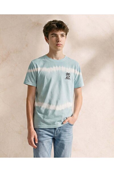 REDTAG Boys Blue Tie Dye Short Sleeve T-Shirt