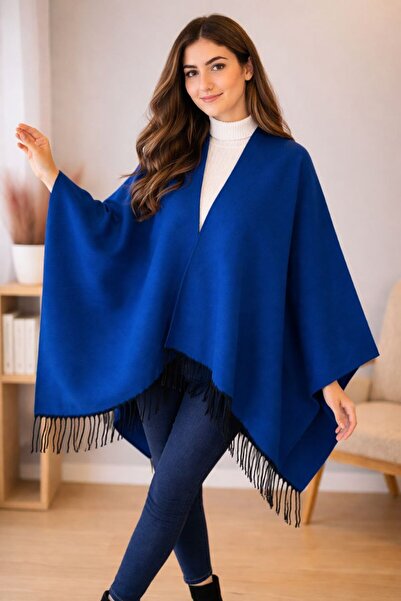 ALDAIYR Kadın Kışlık Çift Taraflı Panço Omuz 140x140