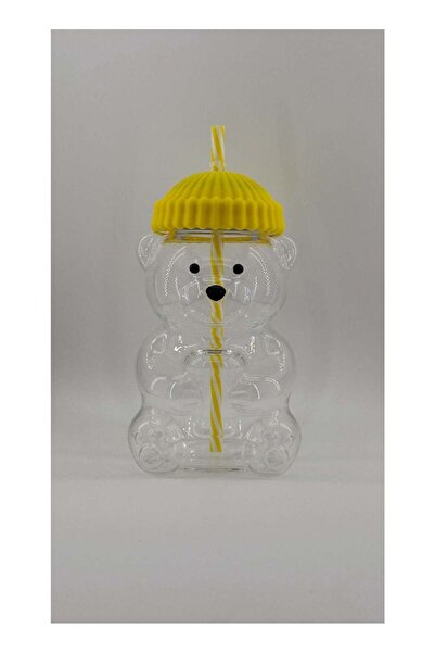 D4 DENIM Bear Shaped Borosilicate Glass Mugs with Silicon LID and PP Straw