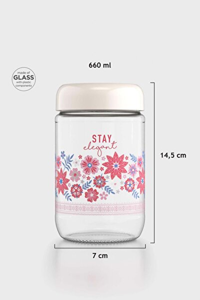 Renga فلورا منقوش 660 مل وعاء زجاجي 132079 بيج