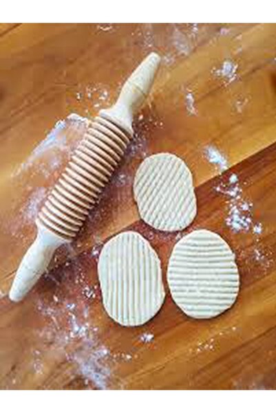 Empressco Çizgili Çörek ve erişte Merdanesi Masif Ahşap